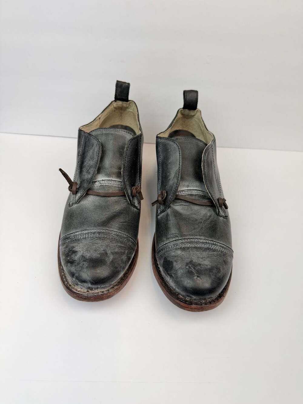 Freebird Mabel Women's Distressed Black Grey Leather Oxford Shoes Sz 12